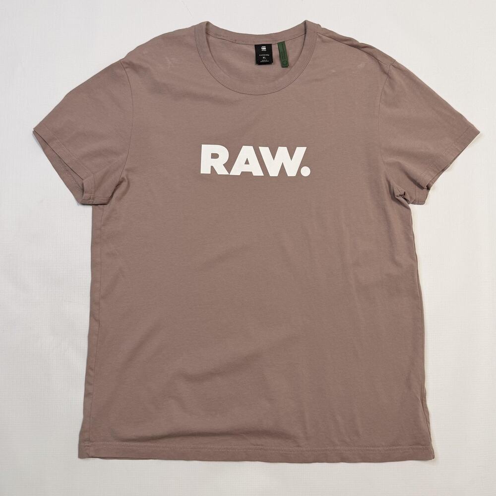 G-Star RAW Shirt Mens XL Brown RAW Logo Organic Cotton Graphic Short Sleeve Tee